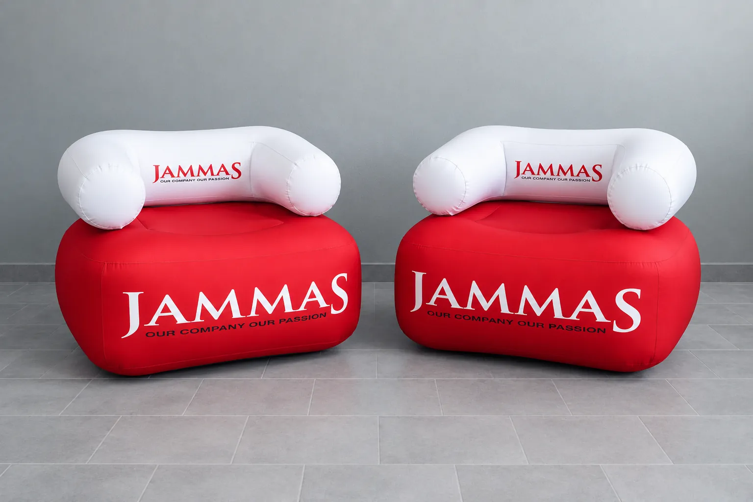 Set of two inflatable armchairs for indoor and outdoor use